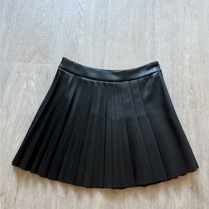 Mango faux leather Black Mini Pleated Skirt